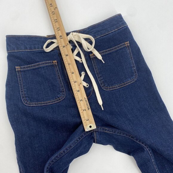Zara Size 4 High Waist Lace Front Ankle Skinny Grazer Jeans NWT Blue - Picture 12 of 13